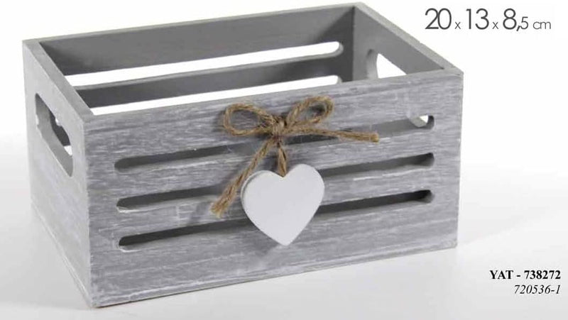 cassettina in Legno Porta Oggetti Porta Pane Decoro Cuore 20 * 13 * 8,5 cm Shabby Chic con Manici