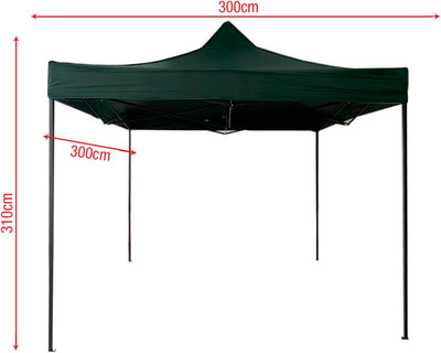 Mobili Tendone Gazebo Richiudibile Con 4 Pesi Metallo Poliestere Verde Sacca Fiere Mercato Giardino 3,1 x 3 x 3 mt