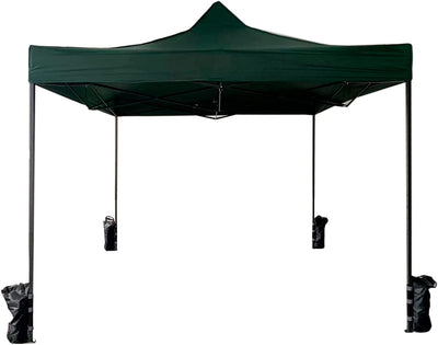 Mobili Tendone Gazebo Richiudibile Con 4 Pesi Metallo Poliestere Verde Sacca Fiere Mercato Giardino 3,1 x 3 x 3 mt