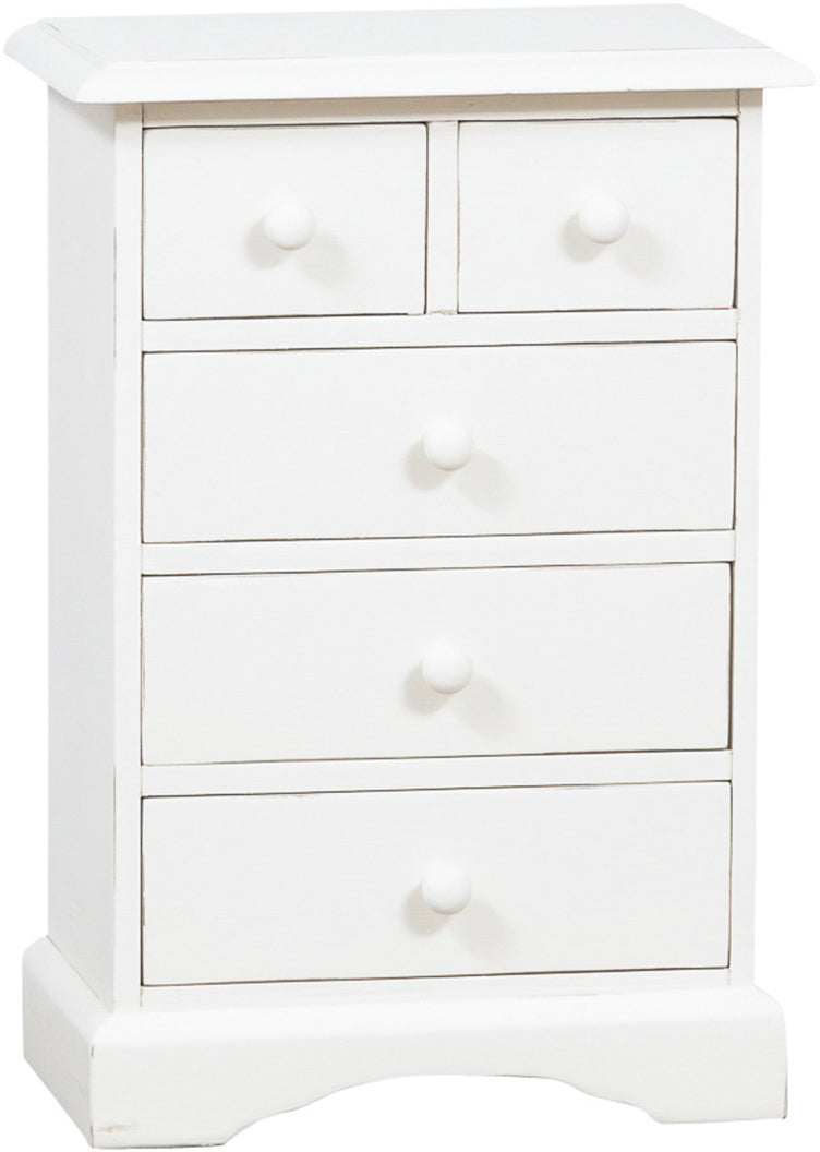 Biscottini Comodino Country in legno massello di tiglio finitura bianca anticata L51xPR30xH74 cm. Made in Italy