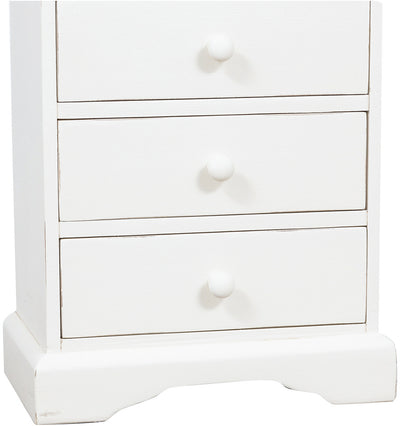 Biscottini Comodino Country in legno massello di tiglio finitura bianca anticata L51xPR30xH74 cm. Made in Italy