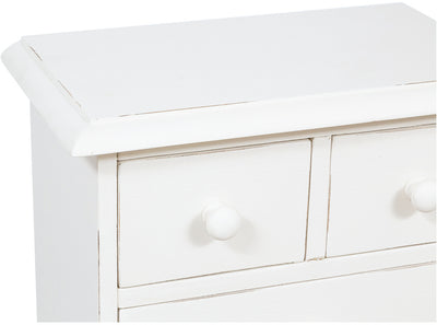 Biscottini Comodino Country in legno massello di tiglio finitura bianca anticata L51xPR30xH74 cm. Made in Italy