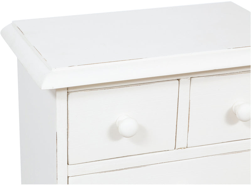 Biscottini Comodino Country in legno massello di tiglio finitura bianca anticata L51xPR30xH74 cm. Made in Italy