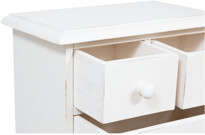 Biscottini Comodino Country in legno massello di tiglio finitura bianca anticata L51xPR30xH74 cm. Made in Italy