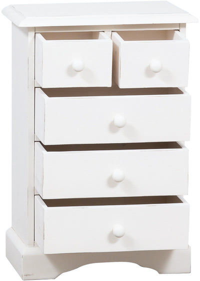 Biscottini Comodino Country in legno massello di tiglio finitura bianca anticata L51xPR30xH74 cm. Made in Italy