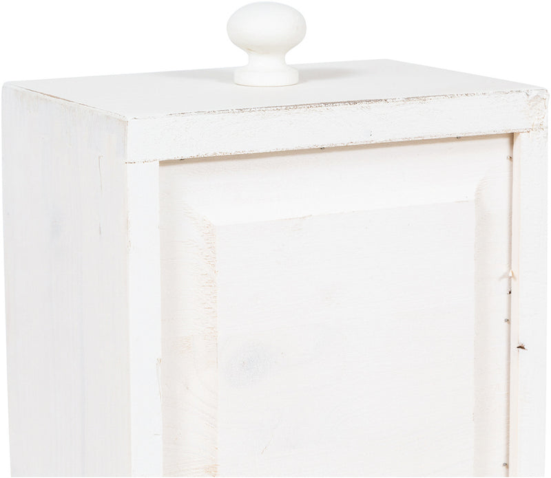 Biscottini Comodino Country in legno massello di tiglio finitura bianca anticata L51xPR30xH74 cm. Made in Italy