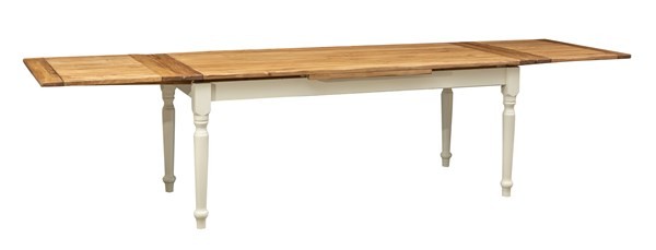 Biscottini Tavolo Country allungabile in legno massello di tiglio struttura bianca anticata piano naturale L200xPR90xH80 cm. Made in Italy