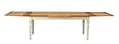 Biscottini Tavolo Country allungabile in legno massello di tiglio struttura bianca anticata piano naturale L200xPR90xH80 cm. Made in Italy