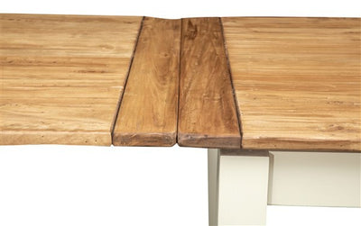 Biscottini Tavolo Country allungabile in legno massello di tiglio struttura bianca anticata piano naturale L200xPR90xH80 cm. Made in Italy
