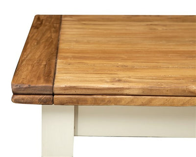 Biscottini Tavolo Country allungabile in legno massello di tiglio struttura bianca anticata piano naturale L200xPR90xH80 cm. Made in Italy