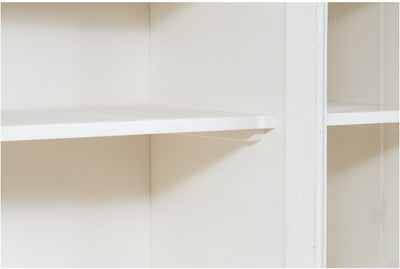 Biscottini Vetrina Country in legno massello di tiglio finitura bianca anticata L156xPR50xH200 cm. Made in Italy