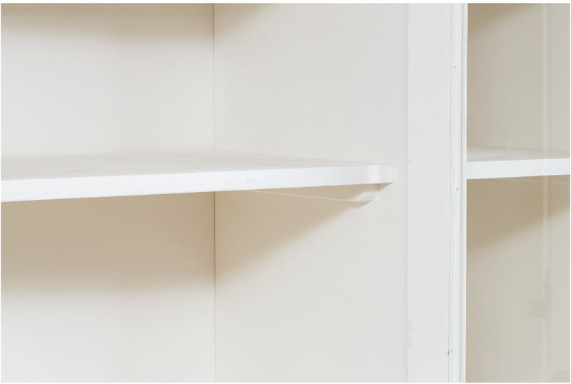 Biscottini Vetrina Country in legno massello di tiglio finitura bianca anticata L156xPR50xH200 cm. Made in Italy