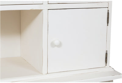 Biscottini Vetrina Country in legno massello di tiglio finitura bianca anticata L156xPR50xH200 cm. Made in Italy