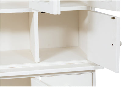 Biscottini Vetrina Country in legno massello di tiglio finitura bianca anticata L156xPR50xH200 cm. Made in Italy