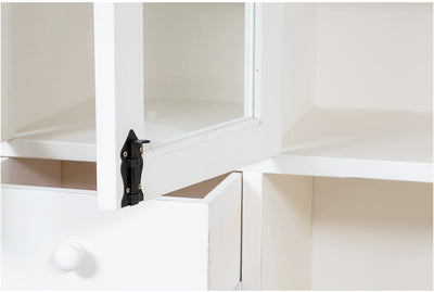 Biscottini Vetrina Country in legno massello di tiglio finitura bianca anticata L156xPR50xH200 cm. Made in Italy