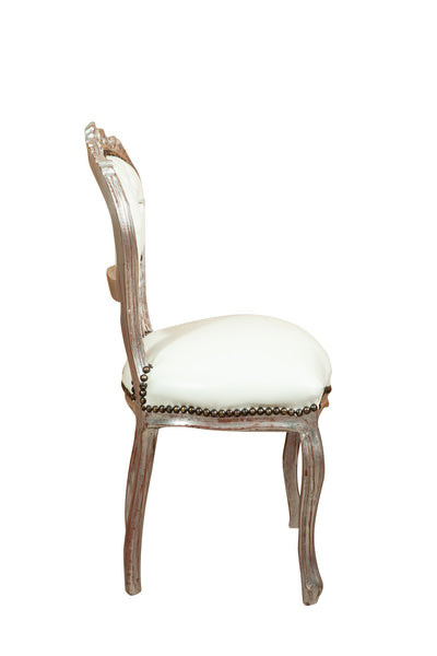 Biscottini Sedia stile francese Luigi XVI in legno massello di faggio poltroncina XVI,