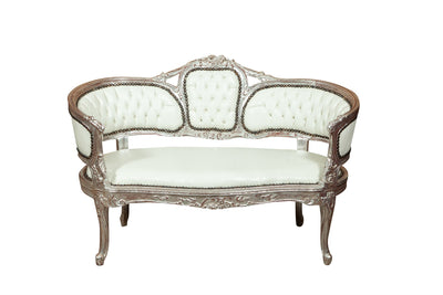 Biscottini Divanetto stile francese Luigi XVI in legno massello di faggio XVI, faggio,