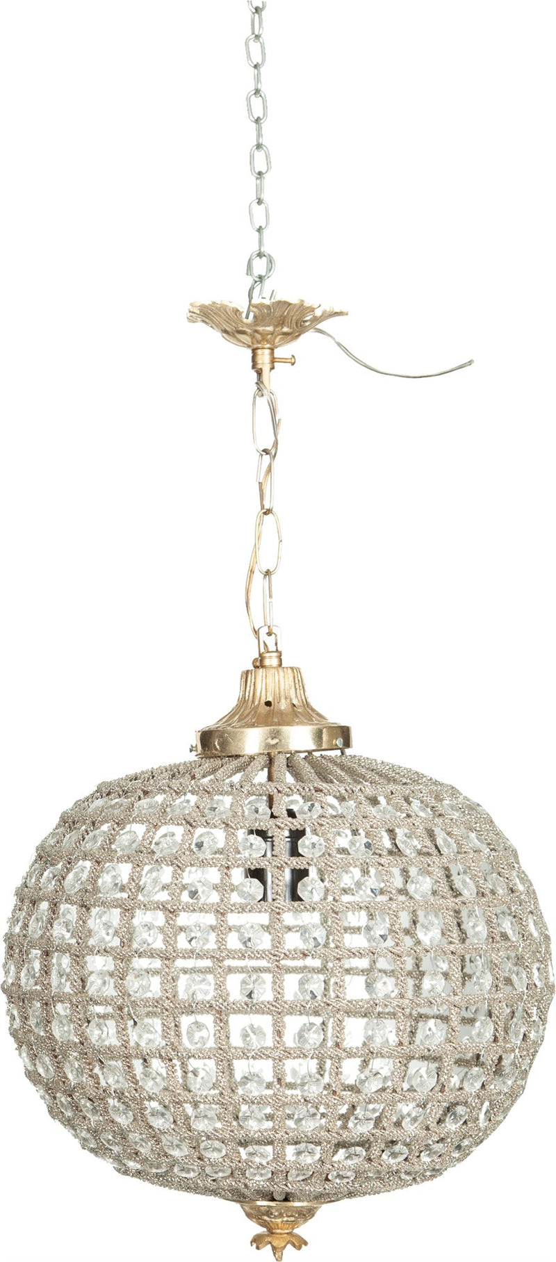 Biscottini Lampadario in fusione di ottone e gemme in cristallo struttura sapientemente