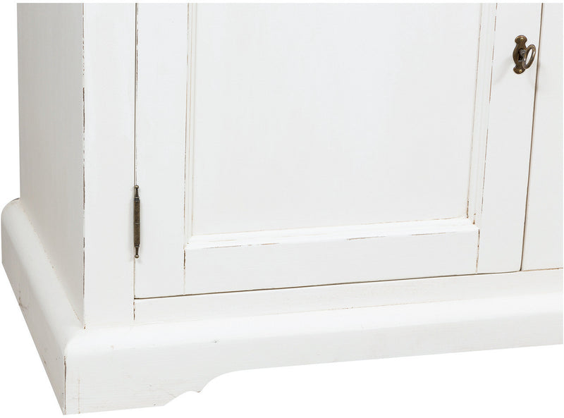 Biscottini Libreria Country in legno massello di tiglio finitura bianca anticata L230xPR50xH226 cm. Made in Italy