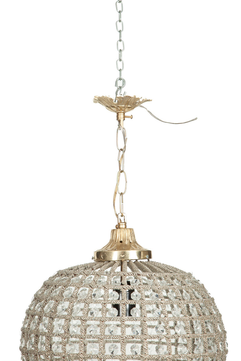 Biscottini Lampadario in fusione di ottone e gemme in cristallo struttura sapientemente