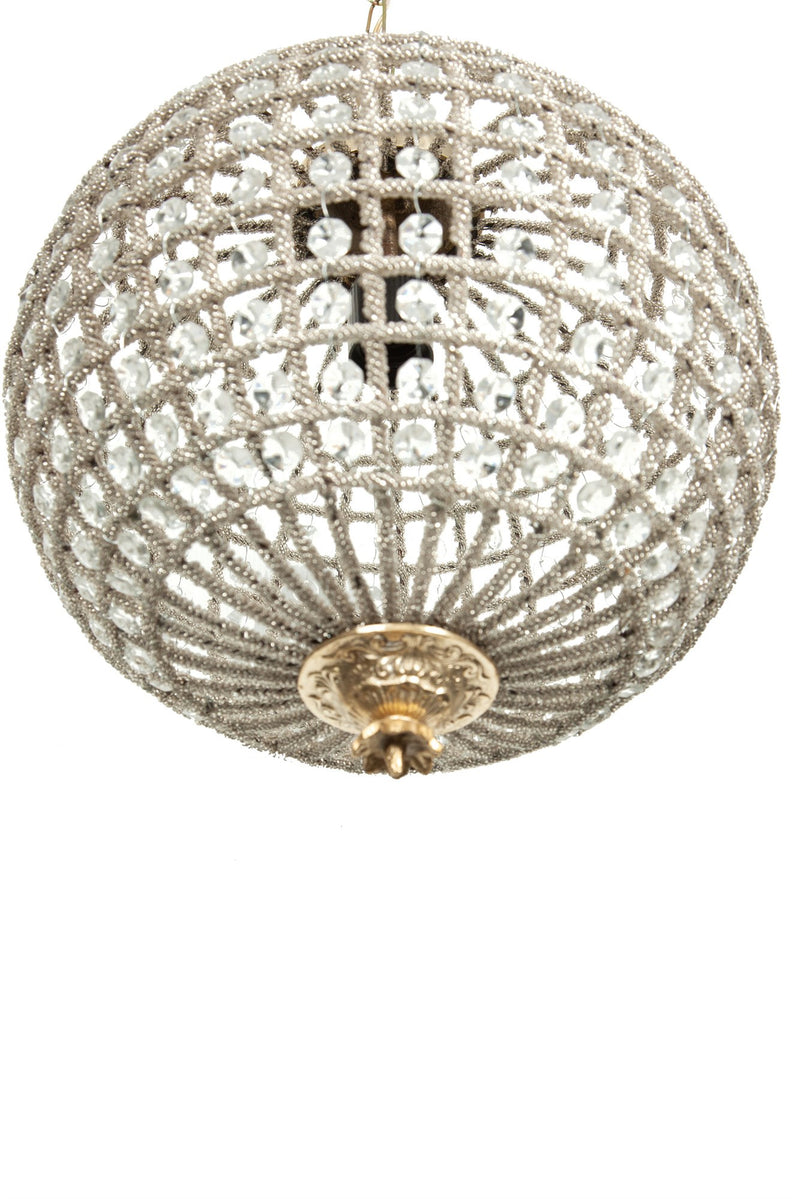 Biscottini Lampadario in fusione di ottone e gemme in cristallo struttura sapientemente