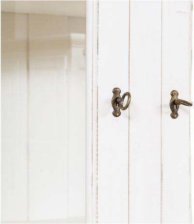 Biscottini Libreria Country in legno massello di tiglio finitura bianca anticata L230xPR50xH226 cm. Made in Italy