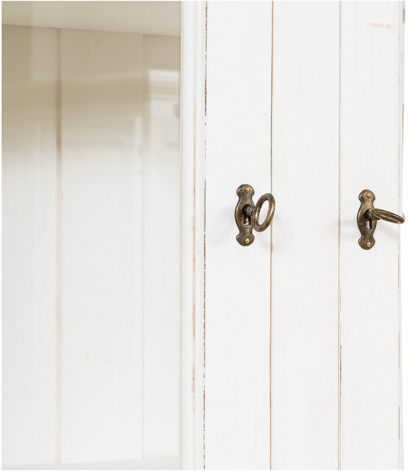 Biscottini Libreria Country in legno massello di tiglio finitura bianca anticata L230xPR50xH226 cm. Made in Italy