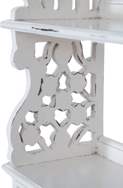 Biscottini Mensola etagere a muro in legno massello di mogano finitura bianca anticata 52x20x90 cm