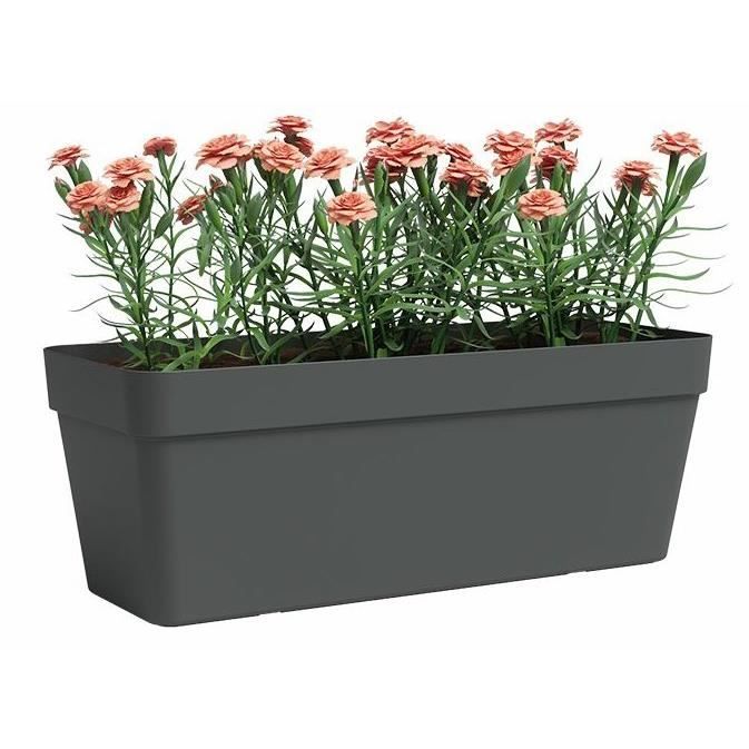 Fioriera - Plastica - Antracite - Rettangolare - L49,9 x P20 x H18,1cm - ARTEVASI