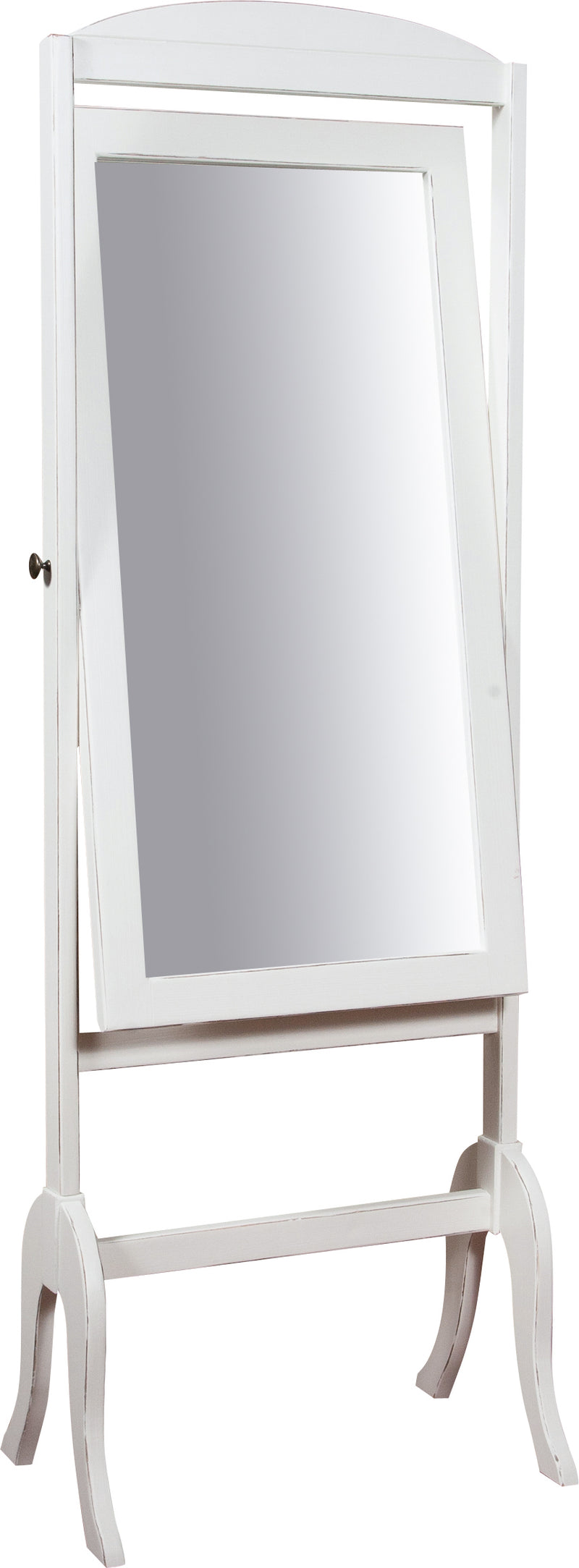 Biscottini Specchiera da terra orientabile in legno massello di tiglio finitura bianca anticata L61xPR45xH172 cm Made in Italy