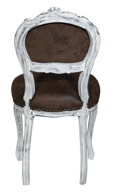 Biscottini Sedia stile francese Luigi XVI in legno massello di faggio BIANCO/MARRONE