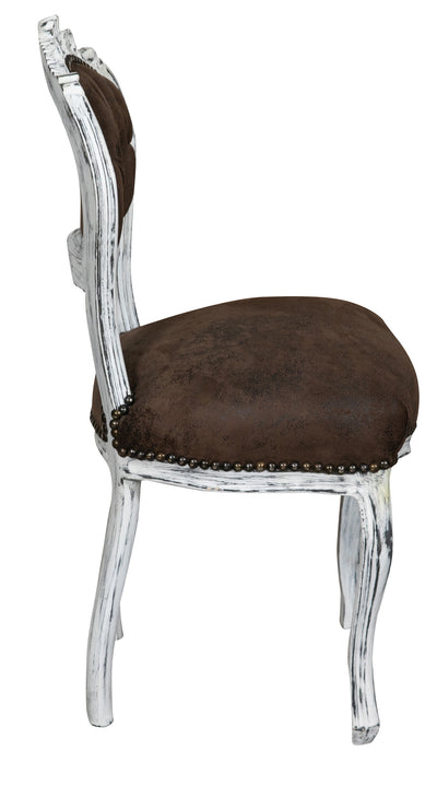 Biscottini Sedia stile francese Luigi XVI in legno massello di faggio BIANCO/MARRONE