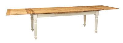 Biscottini Tavolo Country allungabile legno massello di tiglio struttura bianca anticata piano naturale L220xPR100xH80 cm. Made in Italy