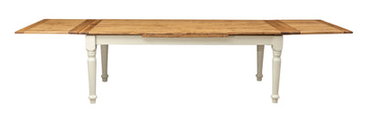 Biscottini Tavolo Country allungabile legno massello di tiglio struttura bianca anticata piano naturale L220xPR100xH80 cm. Made in Italy