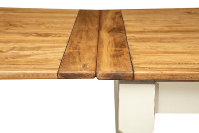 Biscottini Tavolo Country allungabile legno massello di tiglio struttura bianca anticata piano naturale L220xPR100xH80 cm. Made in Italy