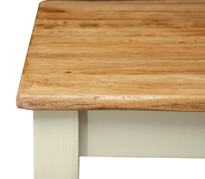 Biscottini Tavolo scrittoio Country in legno massello di tiglio struttura bianca anticata piano naturale. Made in Italy