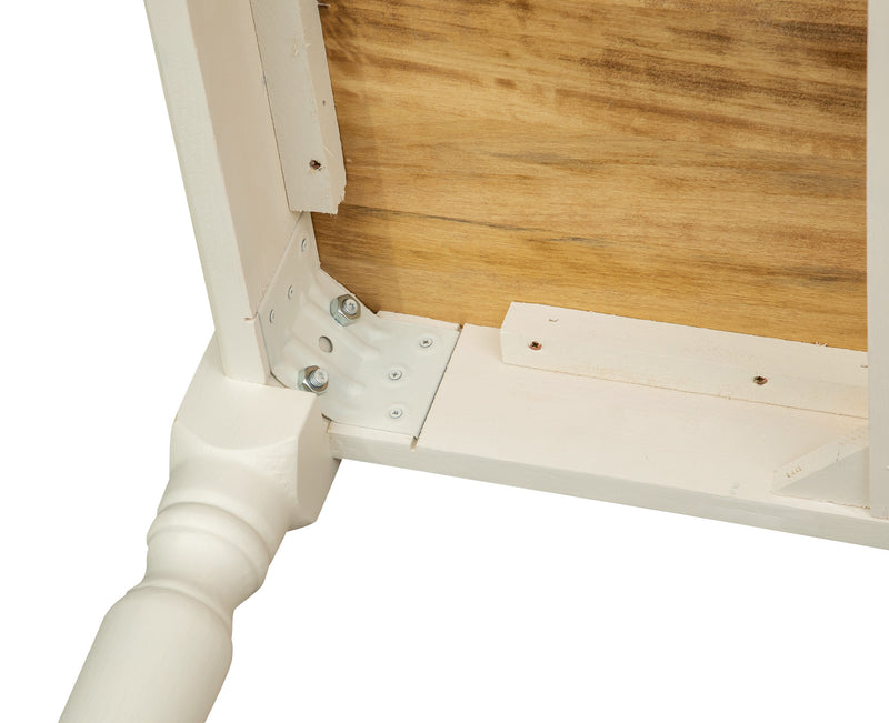 Biscottini Tavolo scrittoio Country in legno massello di tiglio struttura bianca anticata piano naturale. Made in Italy