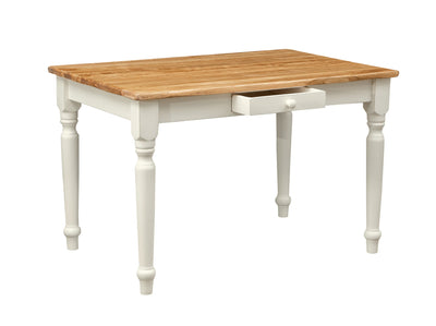 Biscottini Tavolo scrittoio Country in legno massello di tiglio struttura bianca anticata piano naturale. Made in Italy