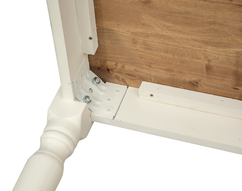 Biscottini Tavolo fisso Country in legno massello di tiglio struttura bianca anticata piano naturale. Made in Italy