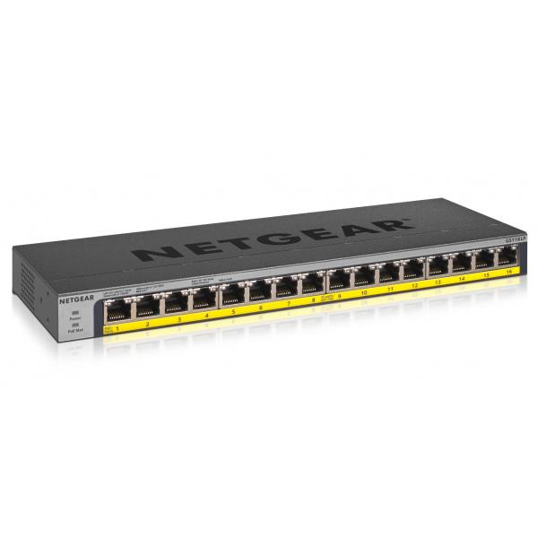 Netgear GS116LP No gestito Gigabit Ethernet (10/100/1000) Nero Supporto Power over Ethernet (PoE)
