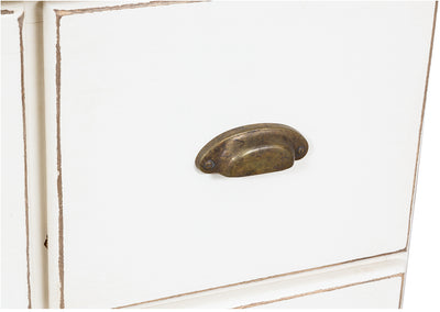 Biscottini Cassettiera Country in legno massello di tiglio finitura bianca anticata L63xPR41xH120 cm. Made in Italy