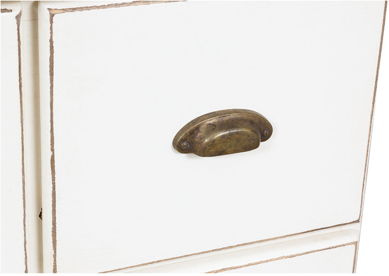 Biscottini Cassettiera Country in legno massello di tiglio finitura bianca anticata L63xPR41xH120 cm. Made in Italy