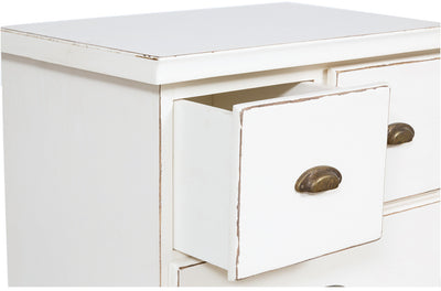 Biscottini Cassettiera Country in legno massello di tiglio finitura bianca anticata L63xPR41xH120 cm. Made in Italy