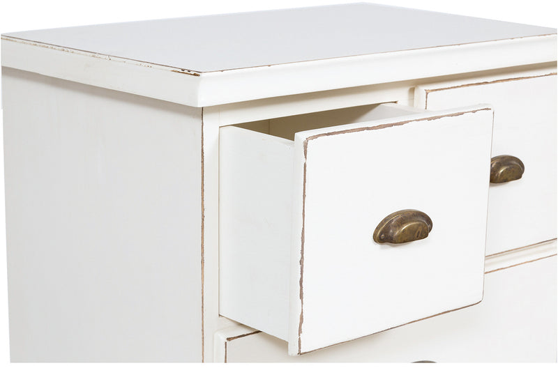 Biscottini Cassettiera Country in legno massello di tiglio finitura bianca anticata L63xPR41xH120 cm. Made in Italy