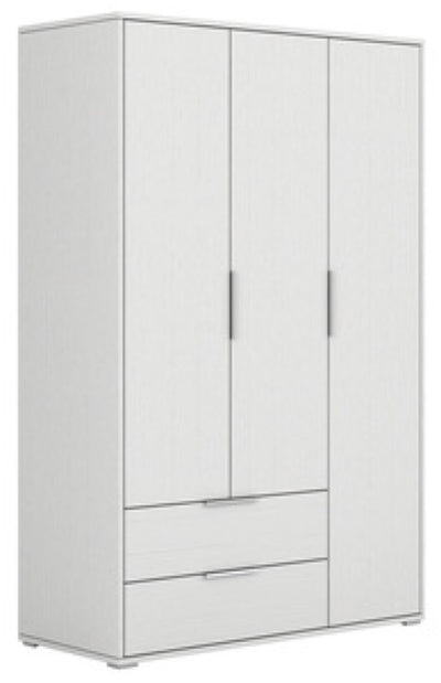 KIT ARMADIO TRE ANTE E DUE CASSETTI CM. 118X51X183H ROVERE O BIANCO