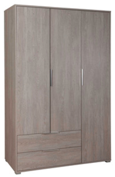 KIT ARMADIO TRE ANTE E DUE CASSETTI CM. 118X51X183H ROVERE O BIANCO