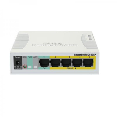 Mikrotik CSS106-1G-4P-1S switch di rete Gigabit Ethernet [10/100/1000] Supporto Power over Ethernet [PoE] Bianco (MikroTik RouterBoard 260GSP Network Switch CSS106-1G-4P-1S [UK PSU])