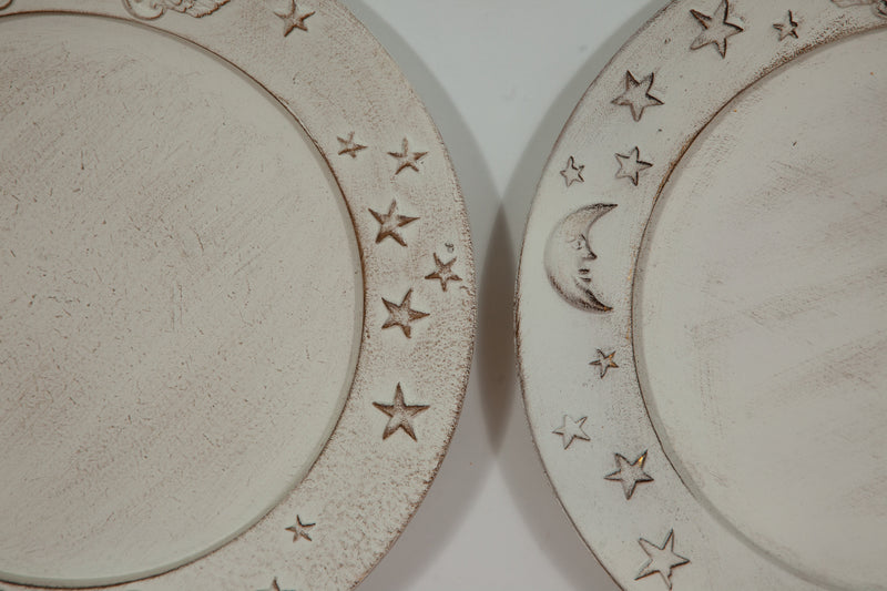 Biscottini SET 2 PIATTI IN LEGNO FINITURA BIANCO ANTICATO MADE IN ITALY