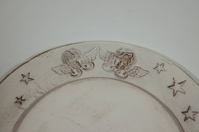 Biscottini SET 2 PIATTI IN LEGNO FINITURA BIANCO ANTICATO MADE IN ITALY