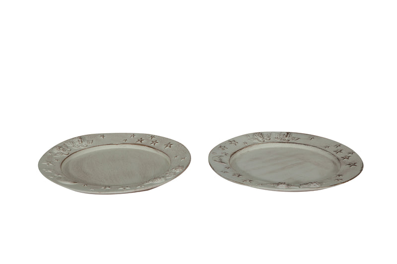 Biscottini SET 2 PIATTI IN LEGNO FINITURA BIANCO ANTICATO MADE IN ITALY